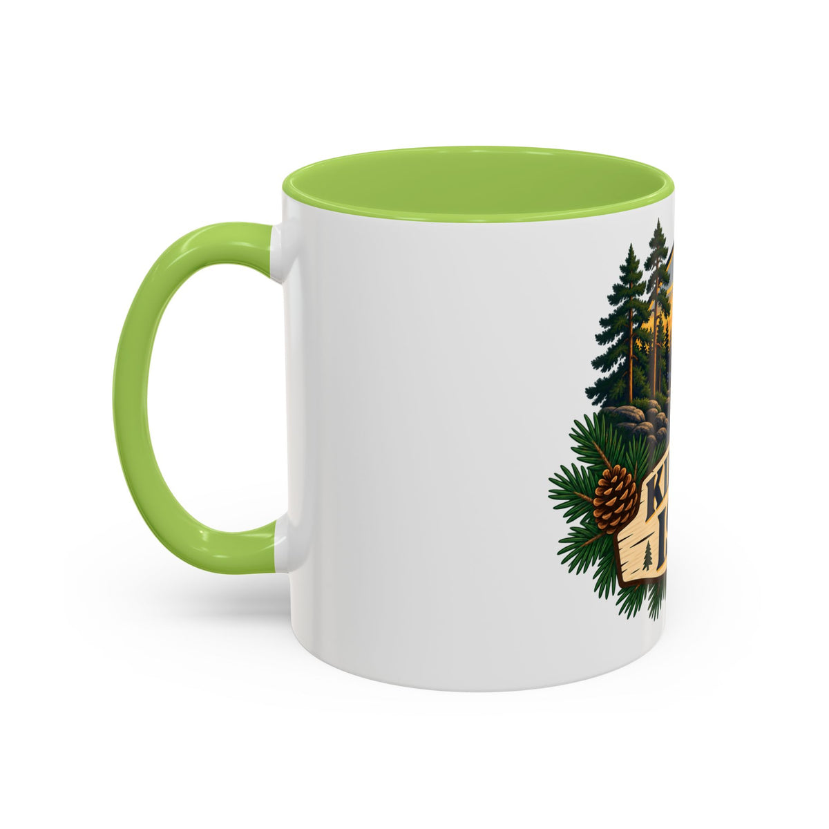 Kiitos Isä Finnish Thank You Dad Coffee Mug — Rustic Lake Sunset Accent Mug
