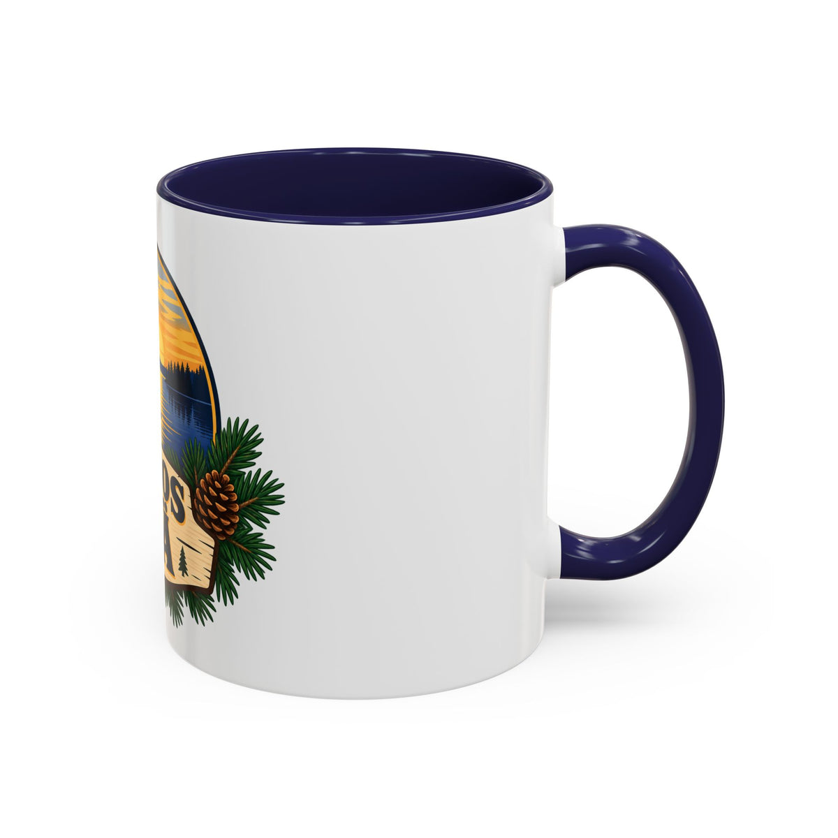 Kiitos Isä Finnish Thank You Dad Coffee Mug — Rustic Lake Sunset Accent Mug