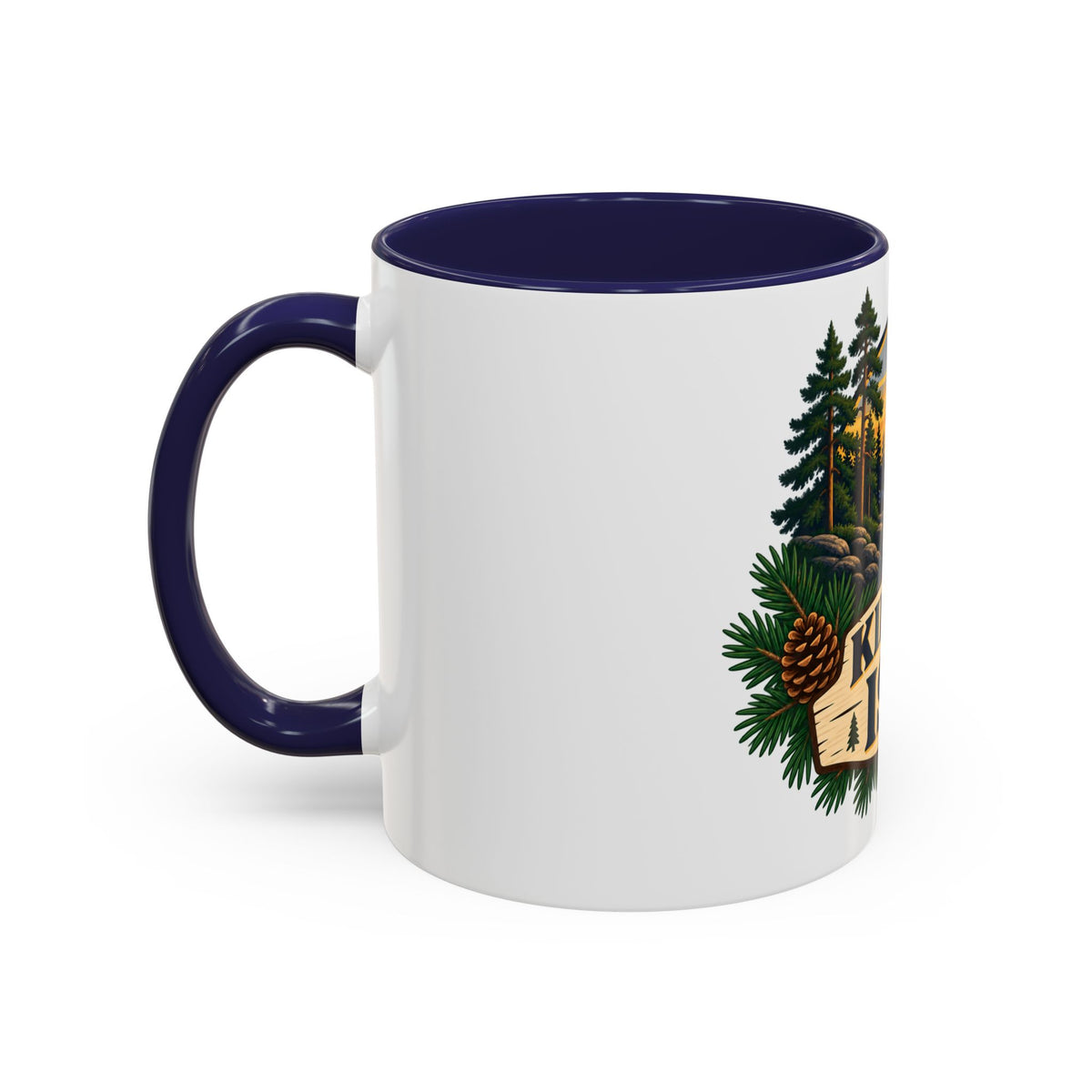Kiitos Isä Finnish Thank You Dad Coffee Mug — Rustic Lake Sunset Accent Mug