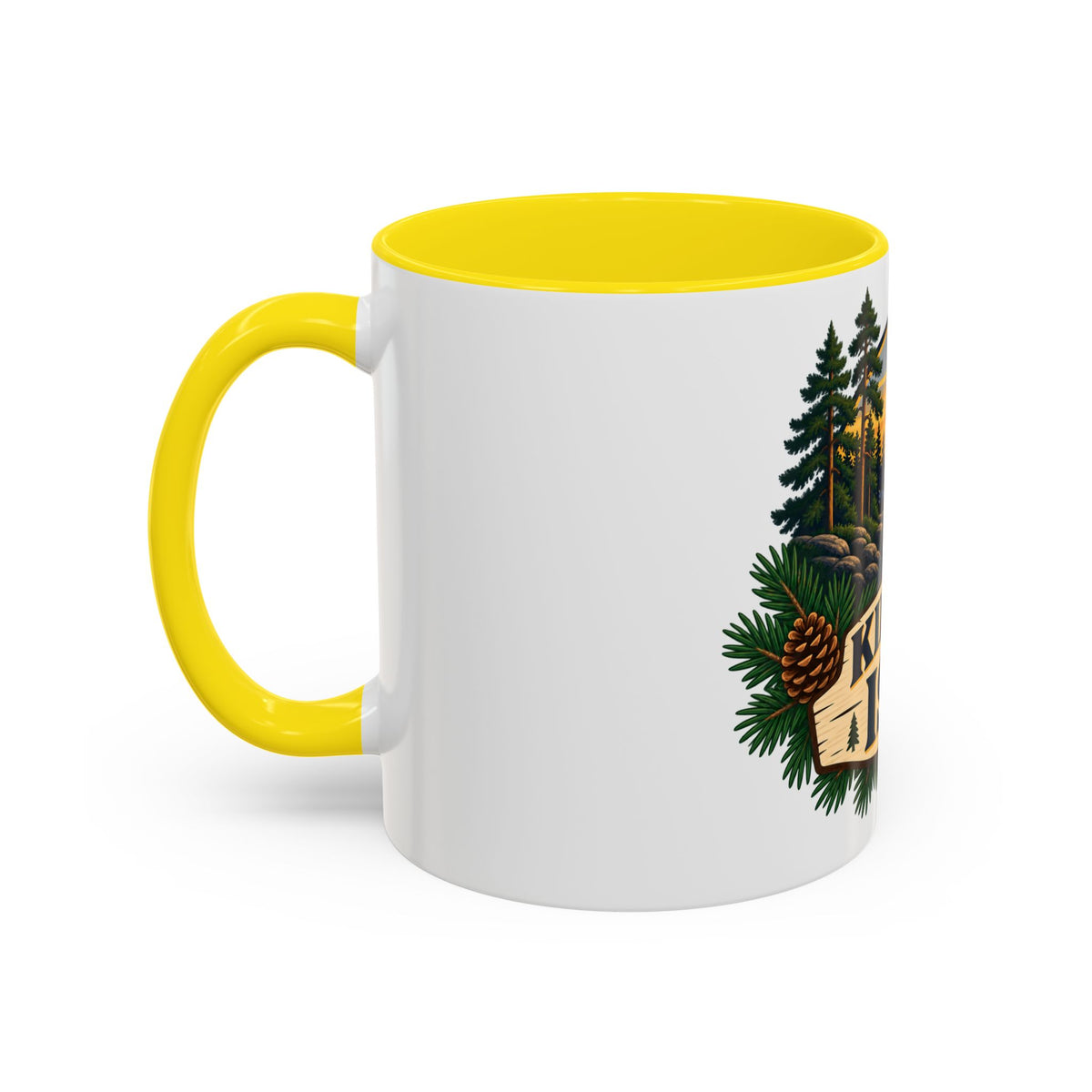 Kiitos Isä Finnish Thank You Dad Coffee Mug — Rustic Lake Sunset Accent Mug