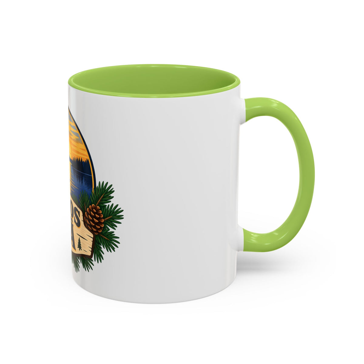 Kiitos Isä Finnish Thank You Dad Coffee Mug — Rustic Lake Sunset Accent Mug