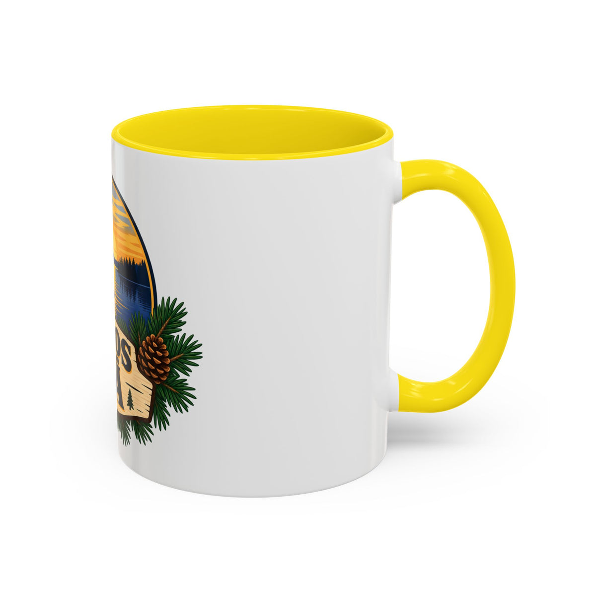 Kiitos Isä Finnish Thank You Dad Coffee Mug — Rustic Lake Sunset Accent Mug