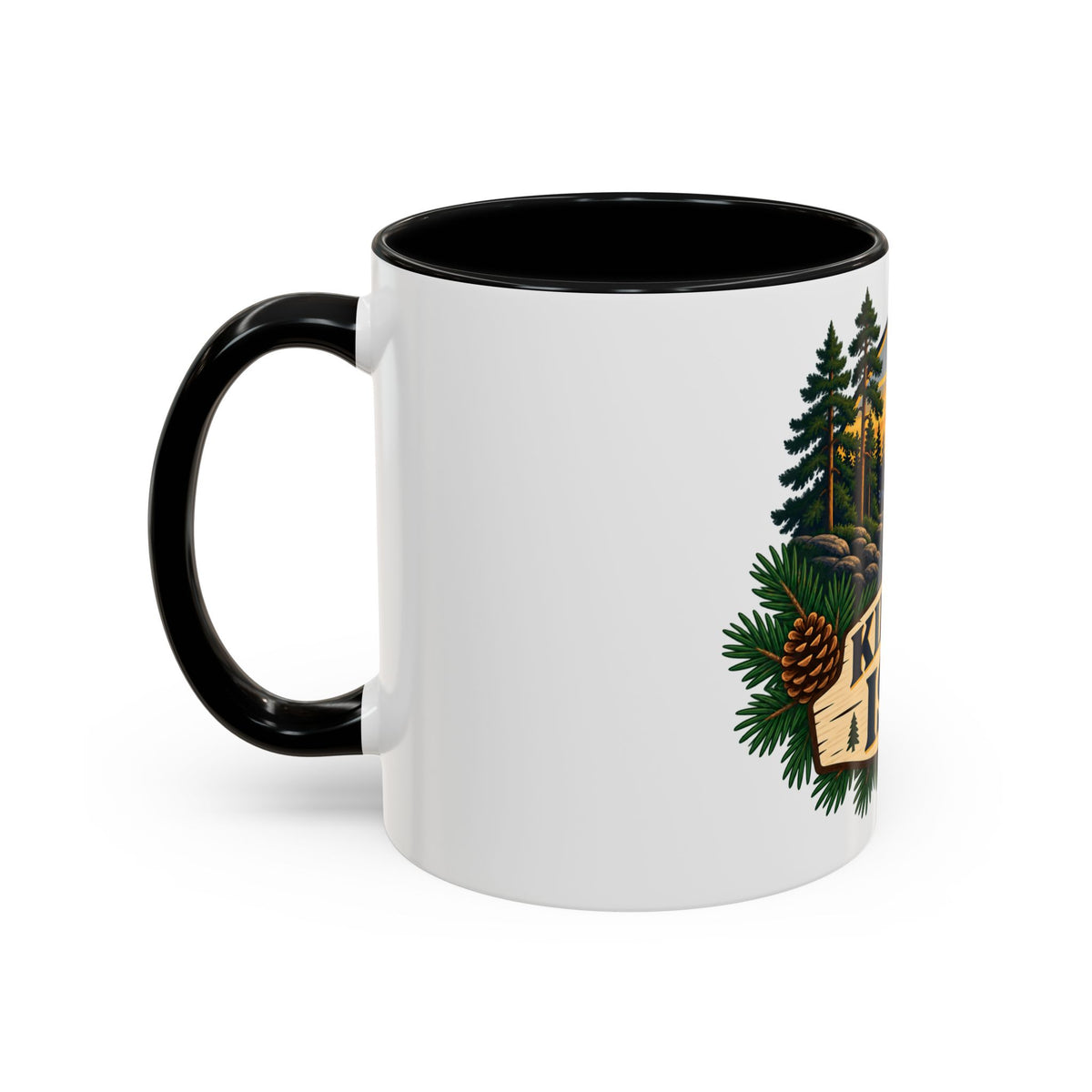 Kiitos Isä Finnish Thank You Dad Coffee Mug — Rustic Lake Sunset Accent Mug