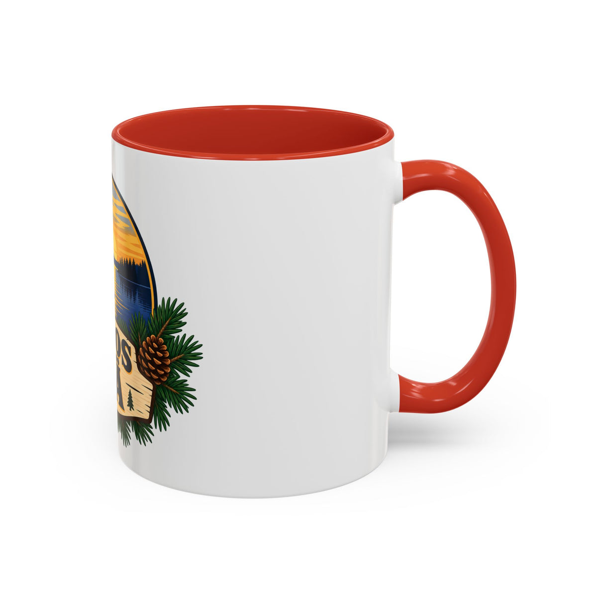 Kiitos Isä Finnish Thank You Dad Coffee Mug — Rustic Lake Sunset Accent Mug