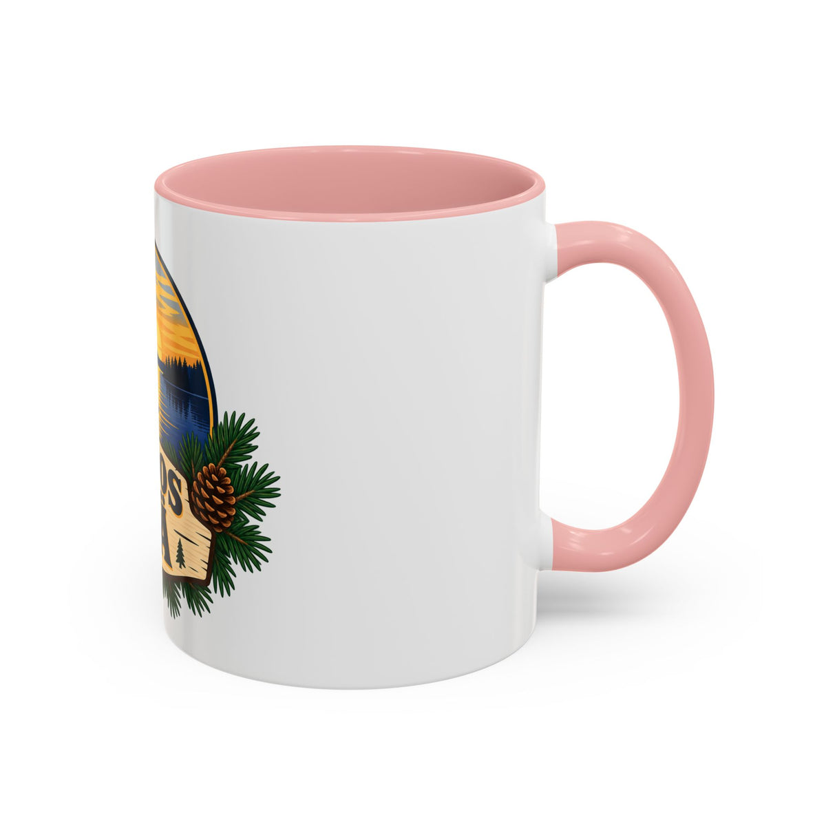 Kiitos Isä Finnish Thank You Dad Coffee Mug — Rustic Lake Sunset Accent Mug