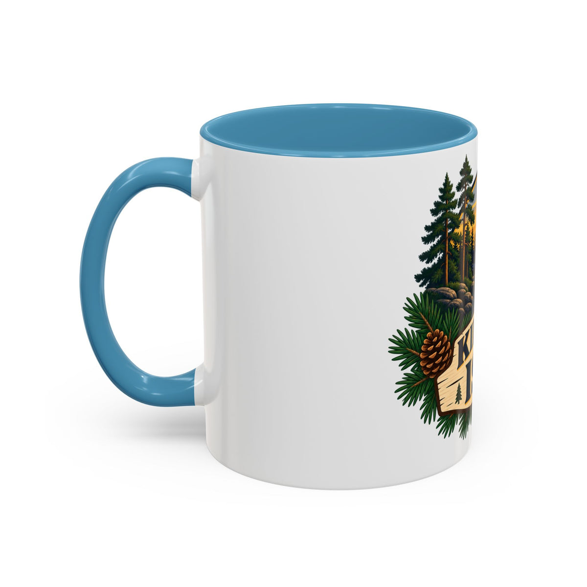 Kiitos Isä Finnish Thank You Dad Coffee Mug — Rustic Lake Sunset Accent Mug