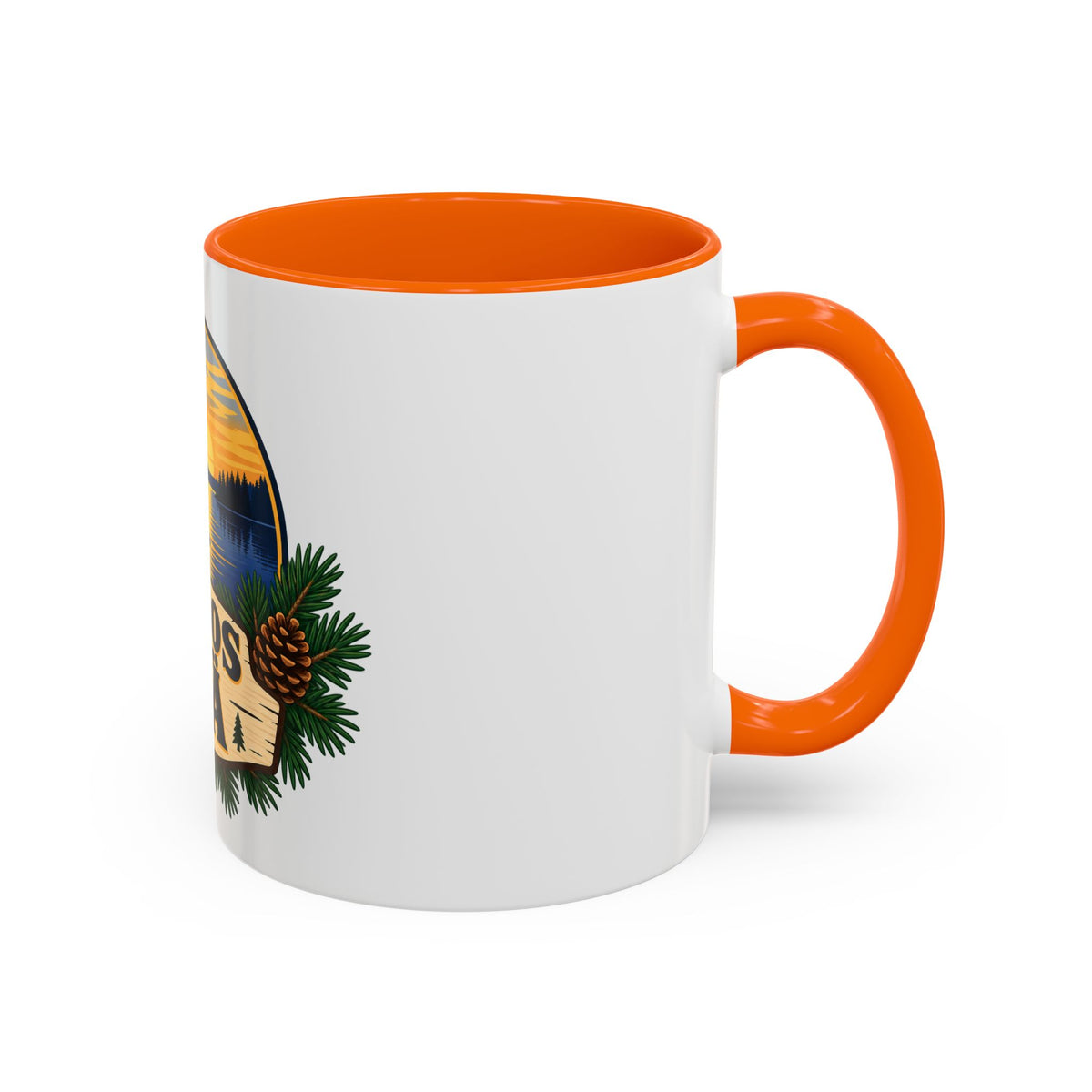 Kiitos Isä Finnish Thank You Dad Coffee Mug — Rustic Lake Sunset Accent Mug