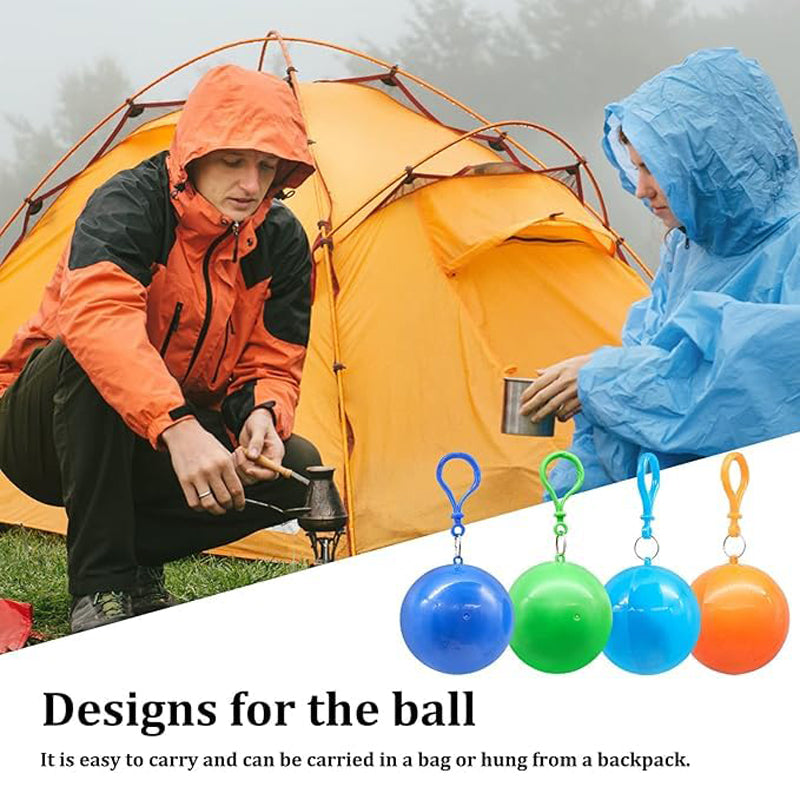 2 Balls Random Colours,Disposable Raincoat Adults Hood Poncho Ball Rain Coat Waterproof
